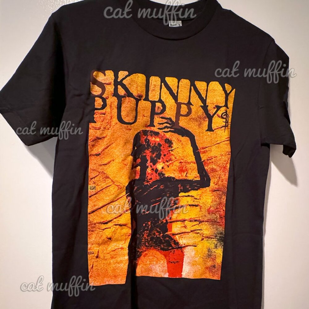 OFFICIAL SKINNY PUPPY SCORCHED MAN FINAL TOUR BLACK T SHIRT sz SMALL